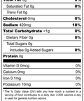 Noshejan Fuego Fandango seasoning blend nutritional label.